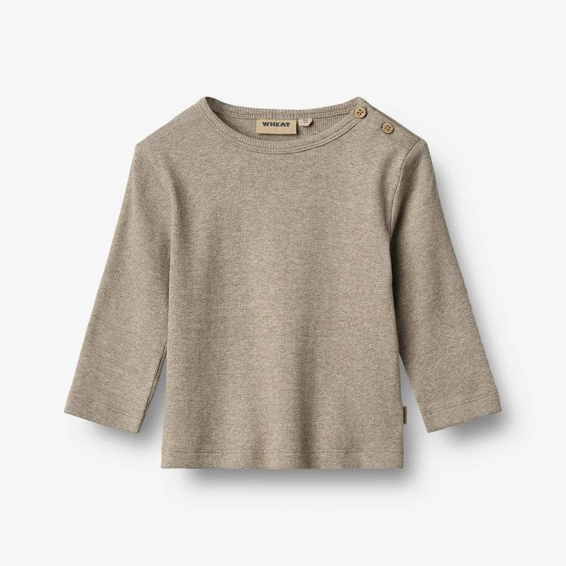 Wheat Main T-skjorte L/S Milo T-Shirt 0072 gravel melange