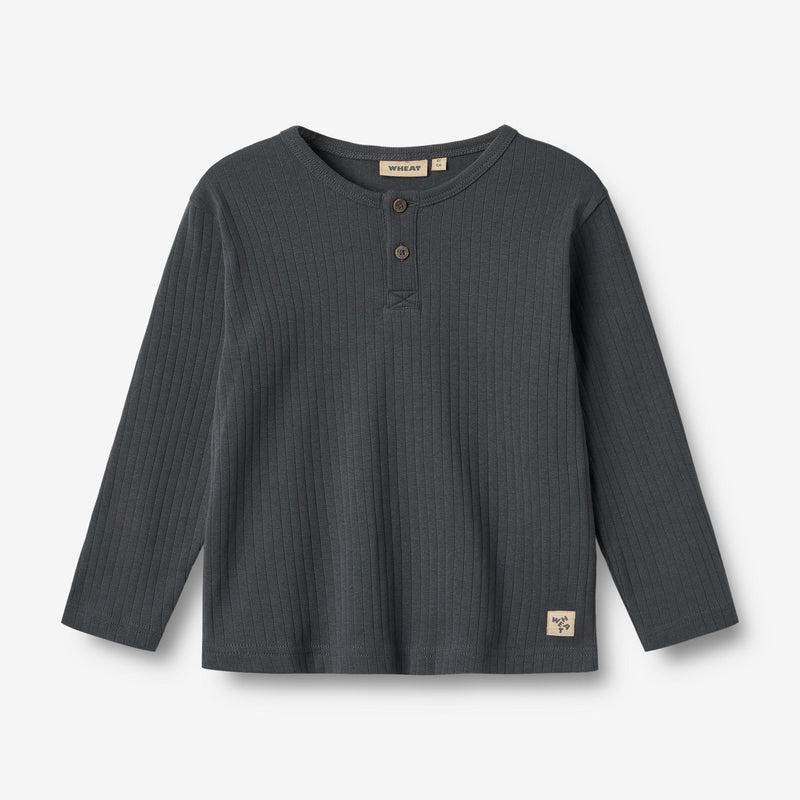 Wheat Main T-skjorte L/S Morris T-Shirt 9526 black sea