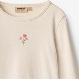 Wheat Main T-skjorte L/S Print Belis T-Shirt 3129 eggshell