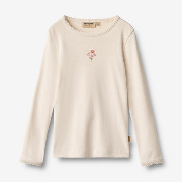 Wheat Main T-skjorte L/S Print Belis T-Shirt 3129 eggshell