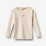 Wheat Main T-skjorte L/S Print Belis T-Shirt 3129 eggshell