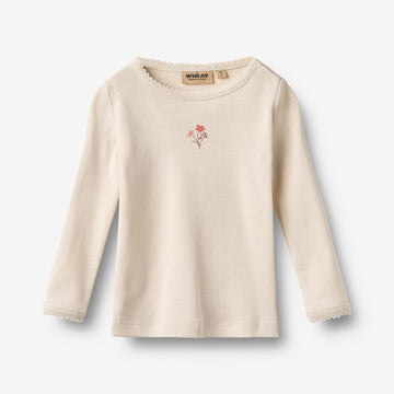 Wheat Main T-skjorte L/S Print Belis T-Shirt 3129 eggshell