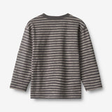 Wheat Main T-skjorte L/S Ross T-Shirt 9016 dark charcoal stripe