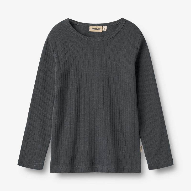 Wheat Main T-skjorte L/S Stig Jersey Tops and T-Shirts 9526 black sea