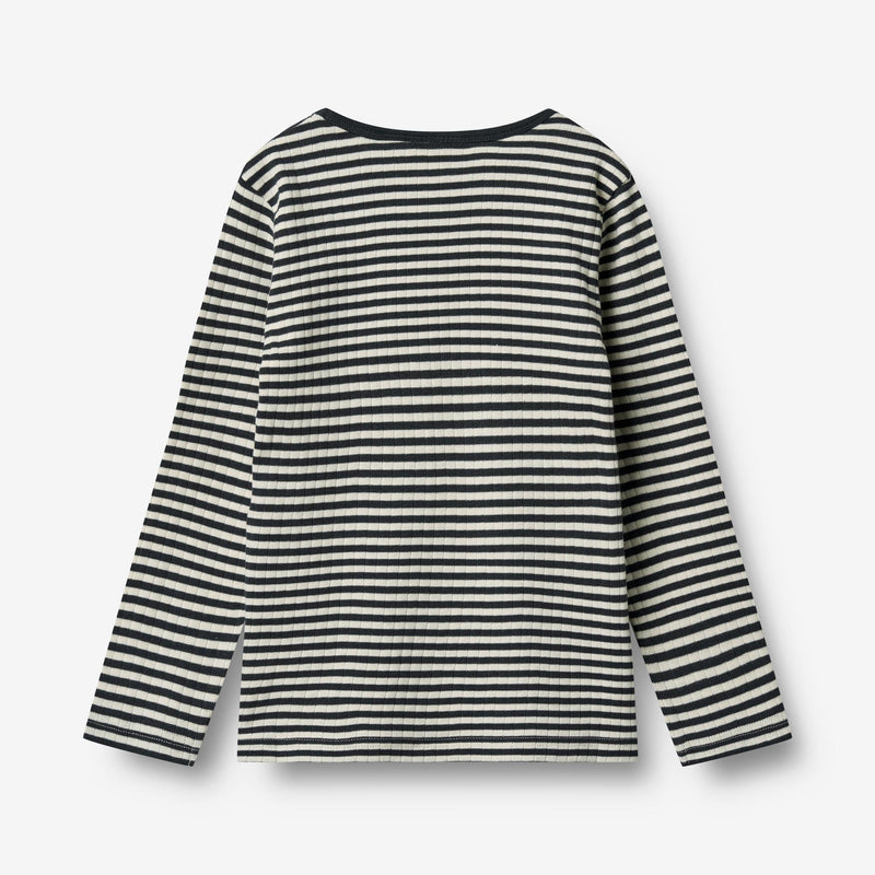 Wheat Main T-skjorte L/S Stig Jersey Tops and T-Shirts 9432 navy rib stripe