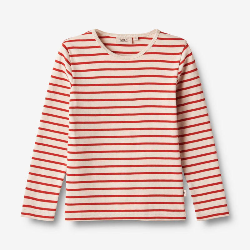 Wheat Main  T-skjorte L/S Stig Jersey Tops and T-Shirts 2078 red stripe