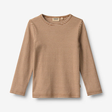 Wheat Main T-skjorte L/S Stig T-Shirt 3017 warm hazel stripe
