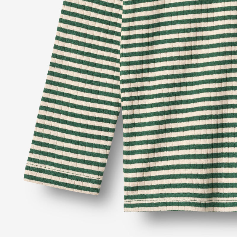 Wheat Main T-skjorte L/S Stig T-Shirt 4142 green stripe
