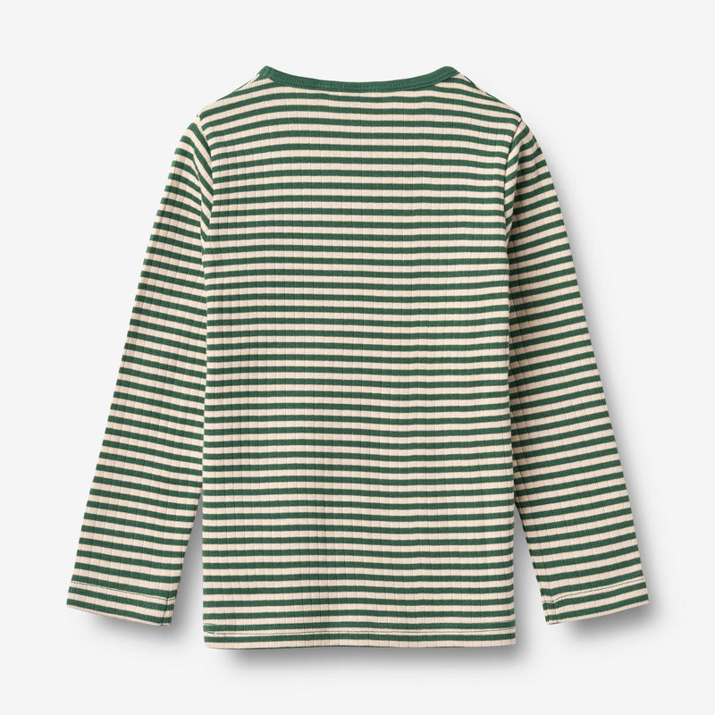 Wheat Main T-skjorte L/S Stig T-Shirt 4142 green stripe