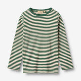 Wheat Main T-skjorte L/S Stig T-Shirt 4142 green stripe