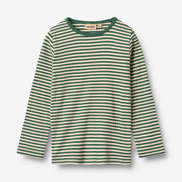 Wheat Main T-skjorte L/S Stig T-Shirt 4142 green stripe