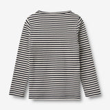 Wheat Main T-skjorte L/S Stig T-Shirt 9432 navy rib stripe