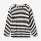 Wheat Main T-skjorte L/S Stig T-Shirt 9432 navy rib stripe