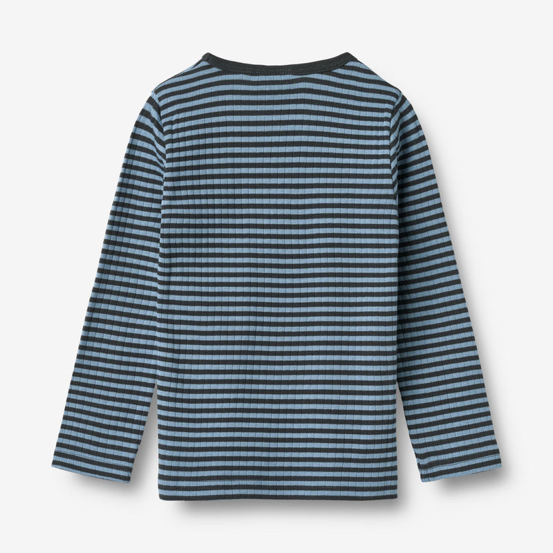 Wheat Main T-skjorte L/S Stig T-Shirt 9548 bright blue stripe