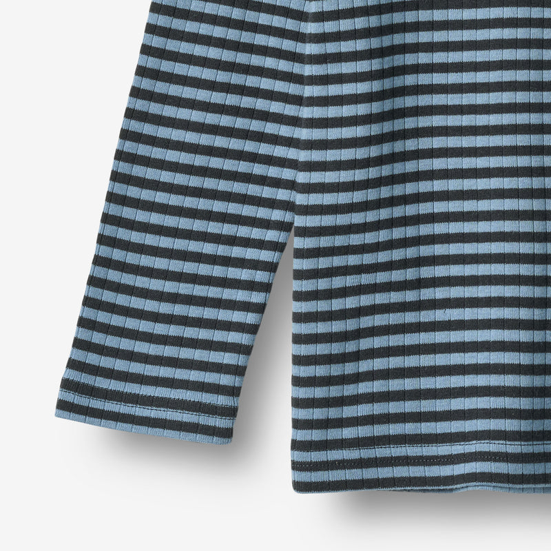 Wheat Main T-skjorte L/S Stig T-Shirt 9548 bright blue stripe