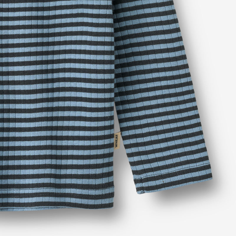Wheat Main T-skjorte L/S Stig T-Shirt 9548 bright blue stripe