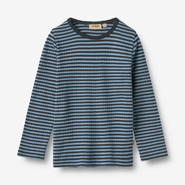 Wheat Main T-skjorte L/S Stig T-Shirt 9548 bright blue stripe