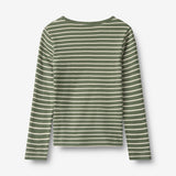 Wheat Main T-skjorte L/S Stig T-Shirt 4076 dark green stripe