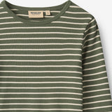 Wheat Main T-skjorte L/S Stig T-Shirt 4076 dark green stripe