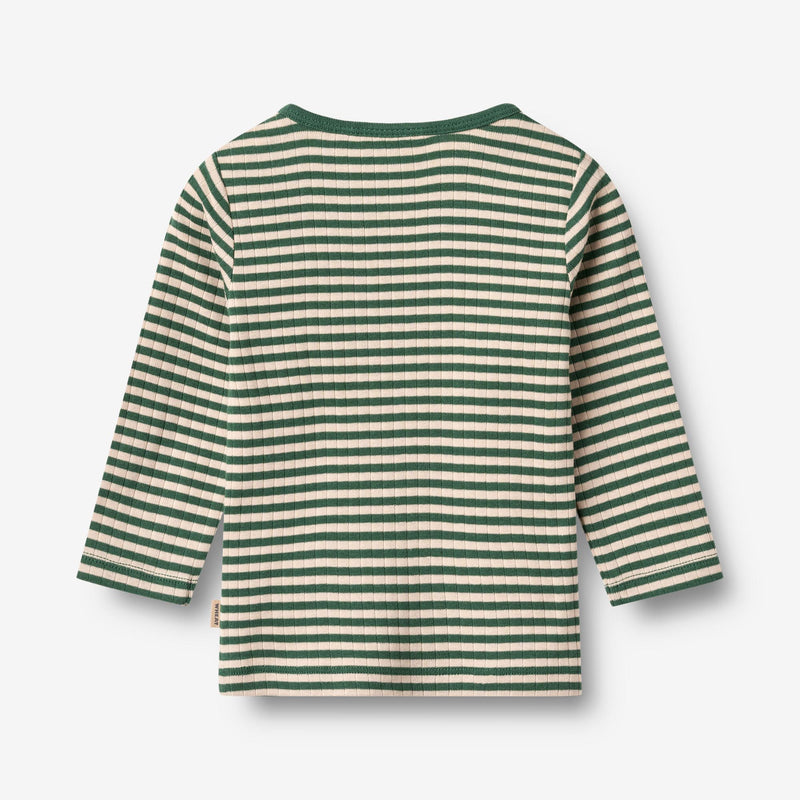 Wheat Main T-skjorte L/S Stig T-Shirt 4142 green stripe
