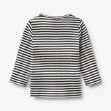 Wheat Main T-skjorte L/S Stig T-Shirt 9432 navy rib stripe