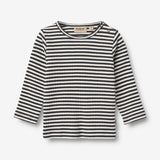 Wheat Main T-skjorte L/S Stig T-Shirt 9432 navy rib stripe
