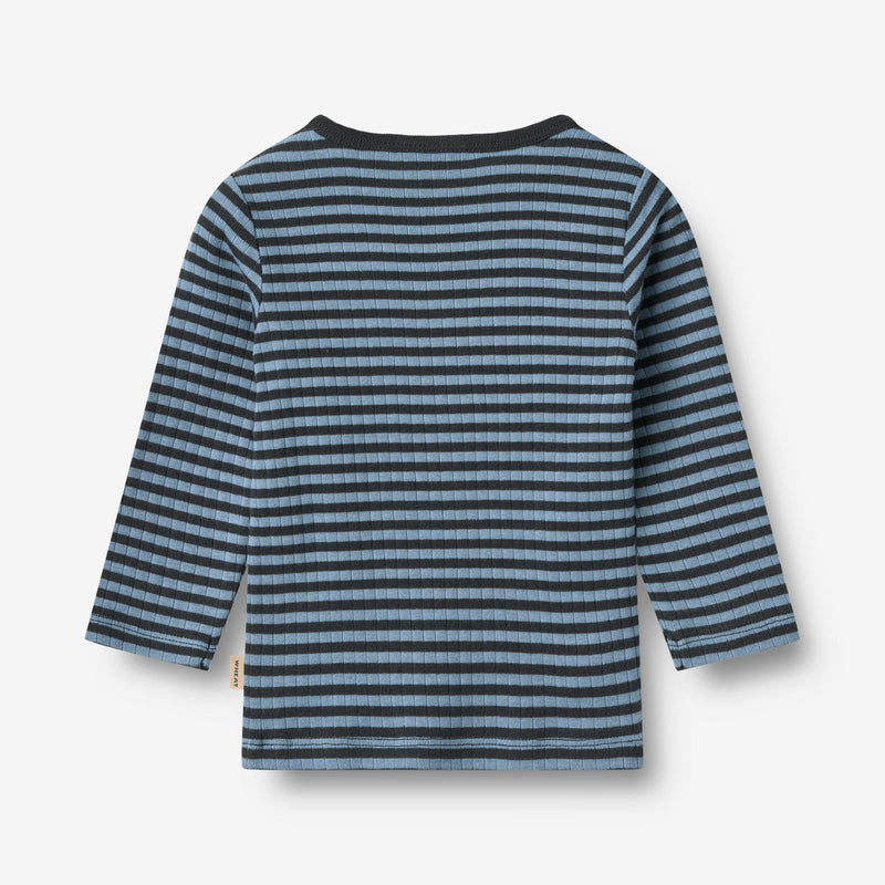 Wheat Main T-skjorte L/S Stig T-Shirt 9548 bright blue stripe