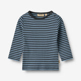 Wheat Main T-skjorte L/S Stig T-Shirt 9548 bright blue stripe