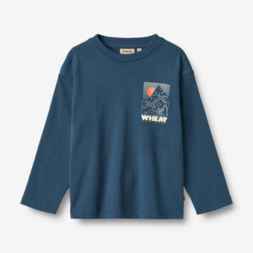 Wheat Main T-skjorte L/S trykk Dixie Jersey Tops and T-Shirts 1194 blue denim