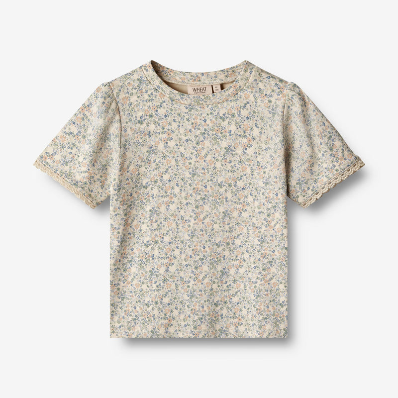 Wheat Main  T-skjorte S/S Iris Jersey Tops and T-Shirts 3337 sandshell mini flowers