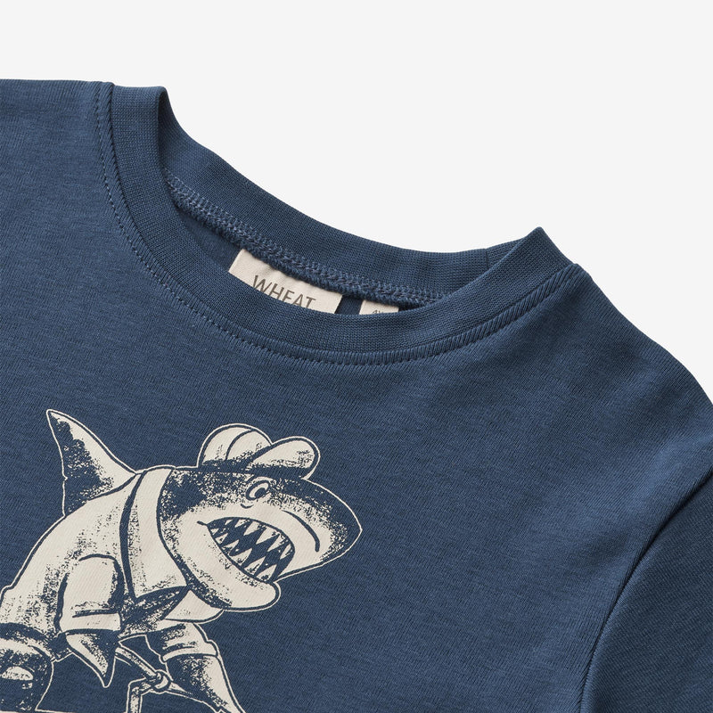 Wheat Main  T-skjorte S/S Kristian Jersey Tops and T-Shirts 1042 blue waves