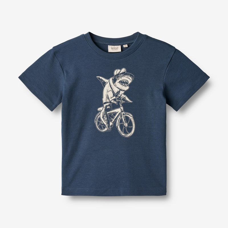Wheat Main  T-skjorte S/S Kristian Jersey Tops and T-Shirts 1042 blue waves