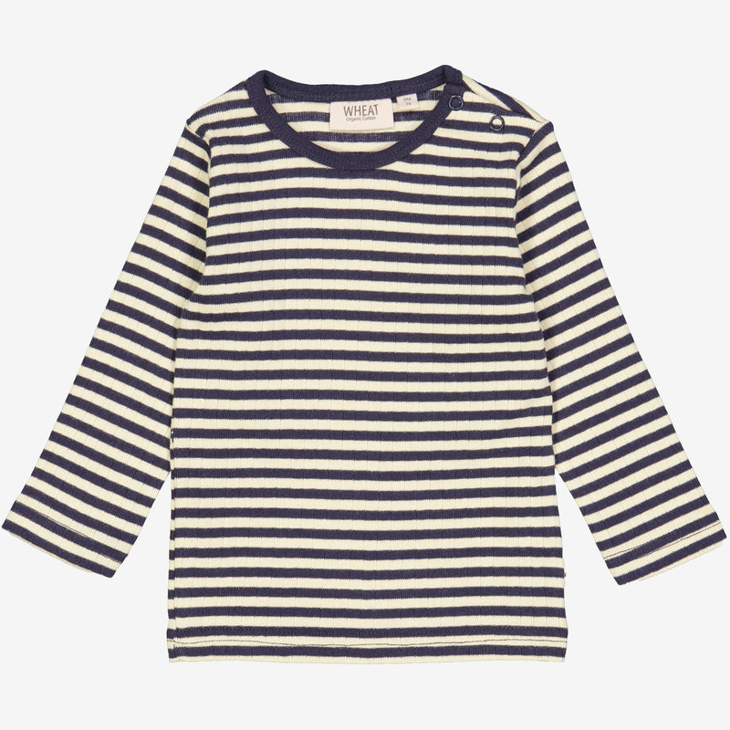 Wheat Main  T-skjorte Striper LS | Baby Jersey Tops and T-Shirts 1387 midnight stripe