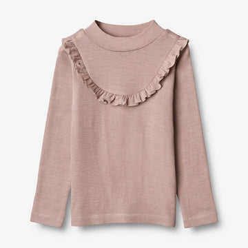 Wheat Wool  T-skjorte Ull Ruffle LS Jersey Tops and T-Shirts 2086 dark powder 