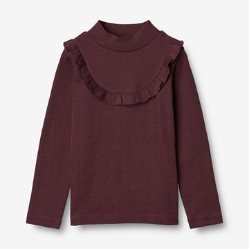 Wheat Wool  T-skjorte Ull Ruffle LS Jersey Tops and T-Shirts 2118 aubergine