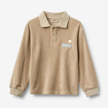 Wheat Main Terry Poloskjorte L/S Theodor Sweatshirt 9608 sand stone
