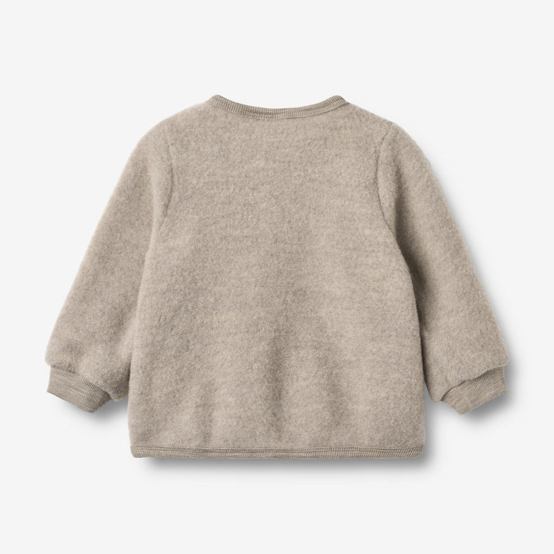 Wheat Wool Ull Fleece Cardigan Kari Sweatshirt 3204 khaki melange
