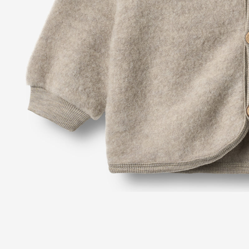 Wheat Wool Ull Fleece Cardigan Kari Sweatshirt 3204 khaki melange