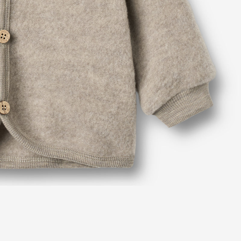 Wheat Wool Ull Fleece Cardigan Kari Sweatshirt 3204 khaki melange