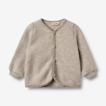 Wheat Wool Ull Fleece Cardigan Kari Sweatshirt 3204 khaki melange