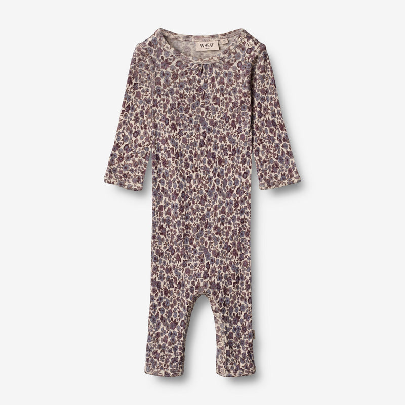 Wheat Wool  Ull Jumpsuit Gatherings | Baby Jumpsuits 1493 purple flowers