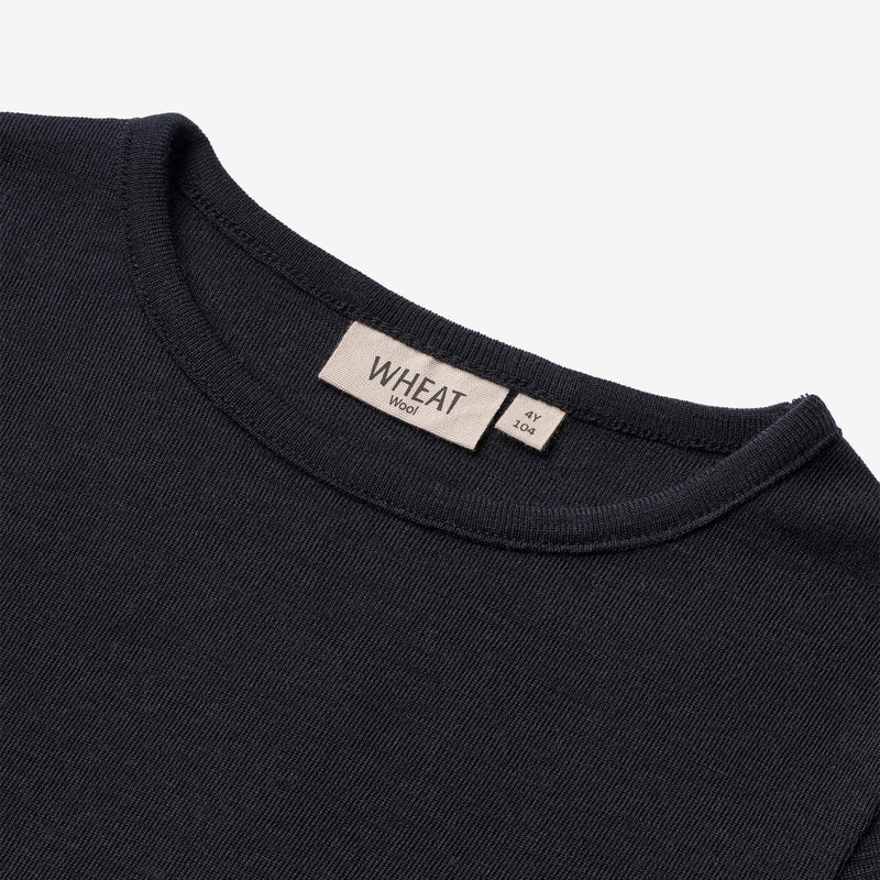 Wheat Wool  Ull T-skjorte LS Jersey Tops and T-Shirts 1432 navy