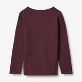 Wheat Wool Ull T-skjorte LS Jersey Tops and T-Shirts 2118 aubergine
