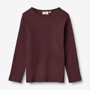 Wheat Wool  Ull T-skjorte LS Jersey Tops and T-Shirts 2118 aubergine