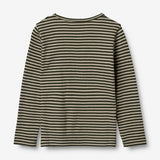 Wheat Wool Ull T-skjorte LS Jersey Tops and T-Shirts 4142 green stripe