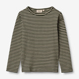 Wheat Wool Ull T-skjorte LS Jersey Tops and T-Shirts 4142 green stripe