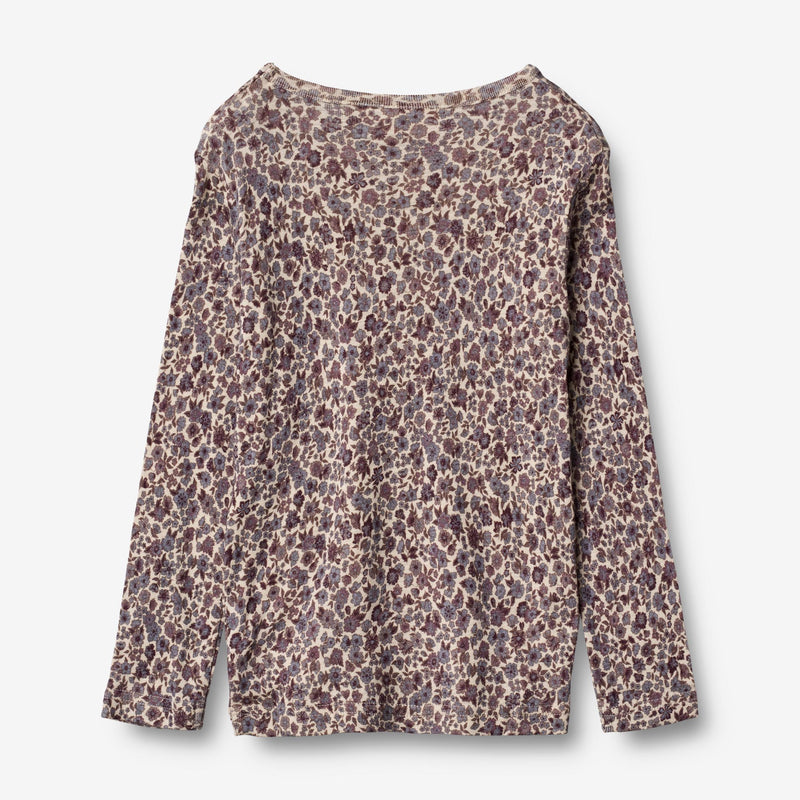 Wheat Wool Ull T-skjorte LS Jersey Tops and T-Shirts 1493 purple flowers