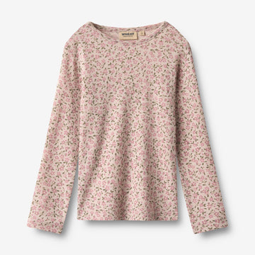 Wheat Main Ull T-skjorte L/S Alfie T-Shirt 1359 pale lilac flowers