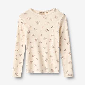 Wheat Main Ull T-skjorte L/S Alfie T-Shirt 3130 eggshell flowers