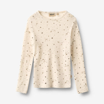Wheat Main Ull T-skjorte L/S Alfie T-Shirt 9732 eggshell stars